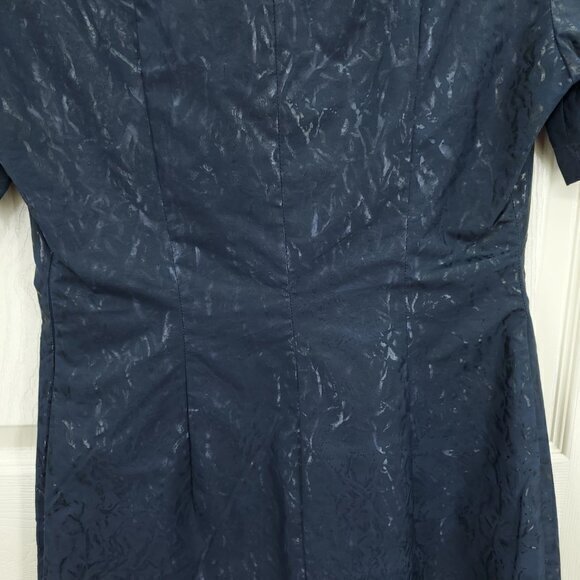 VTG 90s Exte Jeans Coated Woven Collared Mini Dress 28/42/US 6 Navy Blue - Picture 13 of 16